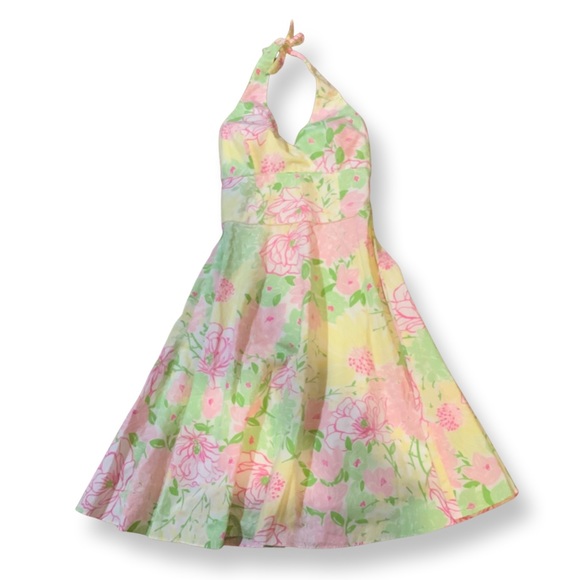 Lilly Pulitzer Dresses & Skirts - LILLY PULITZER Willa Halter Lined Dress Spring In Bloom Print Pink Yellow Size 6